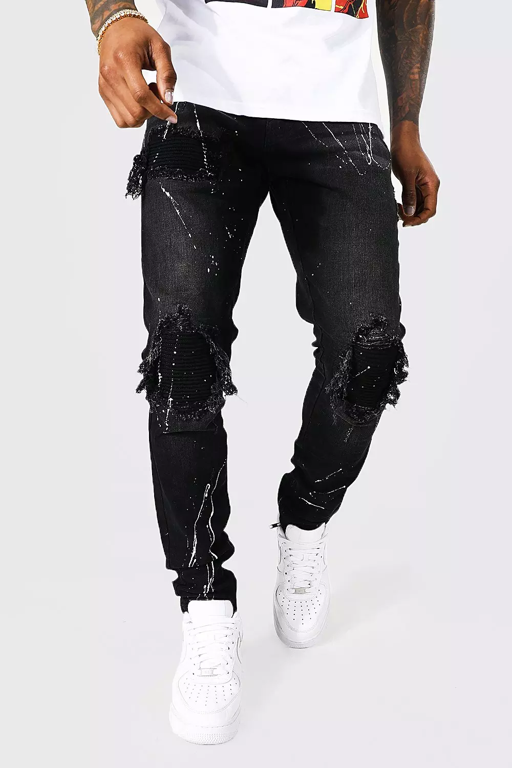 Biker jeans on sale with rips